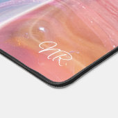 Rosa, gelb, Lila blauer Marmor Monogramm hinzufüge Schreibtischunterlage (Ecke)