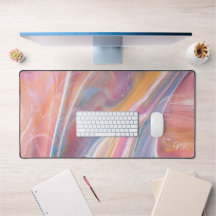 Rosa, gelb, Lila blauer Marmor Monogramm hinzufüge