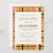 Rosa Gelb Moderne Karierte Abschluss Feier Einladung (Vorderseite)