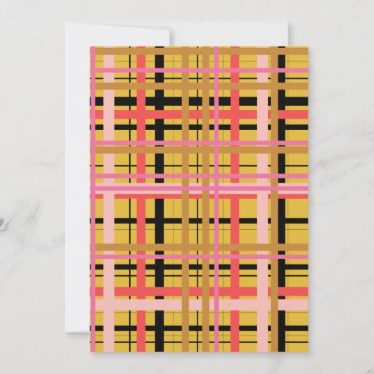 Rosa Gelb Moderne Karierte Abschluss Feier Einladung (Rückseite)