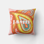 Rosa Gelb Orange Aqua Minze Paisley Pillow Kissen (Rückseite)