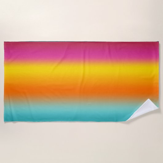 Rosa, Gelb, orange, Aquamarine Farbabweichung Strandtuch (Vorderseite)