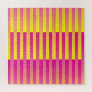 Rosa Gelb Orange Gestreiftes Muster Puzzle