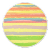 Rosa gelb-orange-grüne Streifen Keramikknauf (Vorderseite)