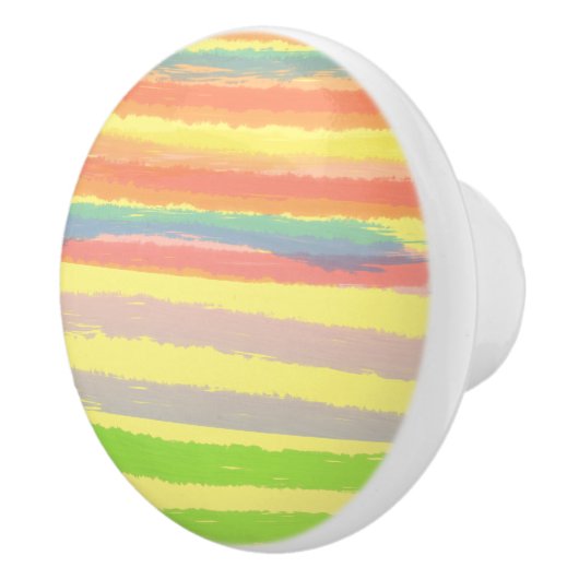 Rosa gelb-orange-grüne Streifen Keramikknauf (Rechts)