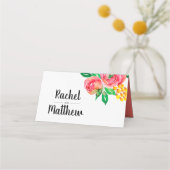 Rosa, Gelb, Platzkarten mit Korallenblumen (Rückseite)