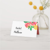Rosa, Gelb, Platzkarten mit Korallenblumen (Rückseite)