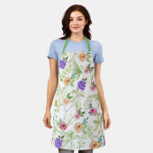 Rosa Gelb Rosa Lila Blumengrün Schürze (Getragen)