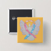 Rosa, Gelb und Blaue Wolken CDH Angel Button (Vorne & Hinten)