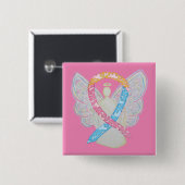Rosa, Gelb und Blaue Wolken CDH Angel Button (Vorne & Hinten)