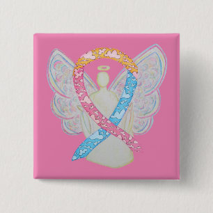 Rosa, Gelb und Blaue Wolken CDH Angel Button