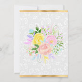 Rosa, Gelb und Blüten Gold Quinceanera Einladung (Rückseite)