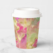 Rosa, gelb und gold, grüner Marmor Pappbecher (Rechts)