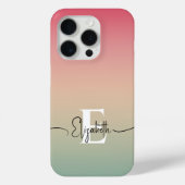 Rosa Gelb und grüne Gradientenschrift Monogram Case-Mate iPhone Hülle (Rückseite)