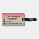 Rosa Gelb und grüne Gradientenschrift Monogram Gepäckanhänger (Rückseite horizontal)