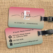 Rosa Gelb und grüne Gradientenschrift Monogram Gepäckanhänger