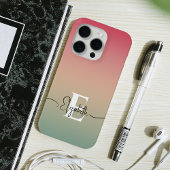 Rosa Gelb und grüne Gradientenschrift Monogram iPhone Hülle