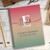 Rosa Gelb und grüne Gradientenschrift Monogram Notizblock