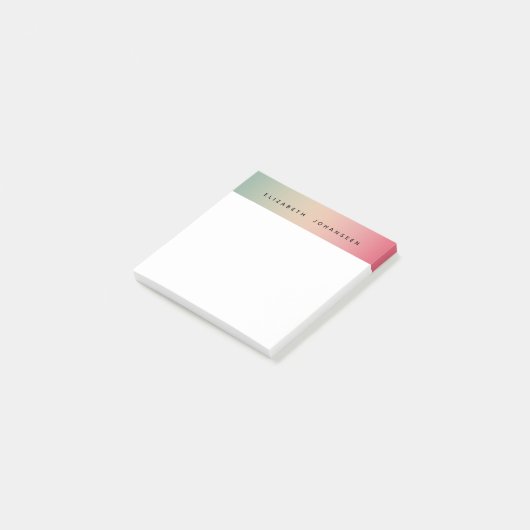 Rosa Gelb- und grüne schwarze Typografie Post-it Klebezettel (angewinkelt)