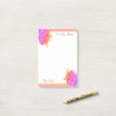 Rosa gelb und lila post-it klebezettel (Auf Schreibtisch)