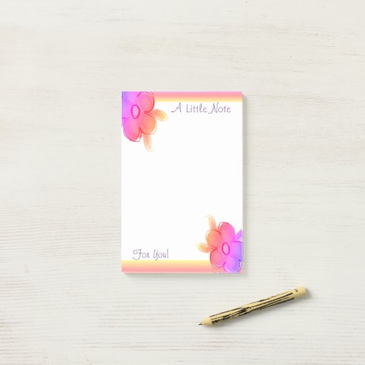 Rosa gelb und lila post-it klebezettel (Auf Schreibtisch)