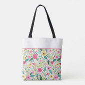 Rosa Gelb und Türkis Frühlingsflorales Monogramm Tasche (Rückseite)