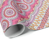 Rosa Gelb und Weiß Kreislauf Mandala Wrapping Pap Geschenkpapier (Rolleneckpunkt)