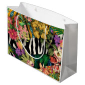 Rosa Gelb Zebra Indianerdruckmuster Große Geschenktüte (Rückseite Schrägansicht)