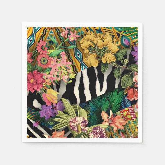 Rosa Gelb Zebra Indianerdruckmuster Serviette (Vorderseite)