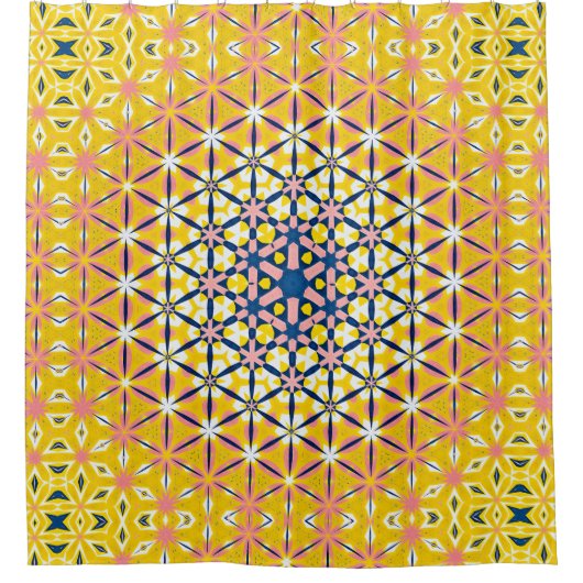 Rosa Gelbblume Abstrakt Duschvorhang (Vorderseite)