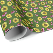 Rosa Gelbblütenblume Sommer Geschenkpapier (Rolleneckpunkt)