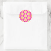 Rosa Gelbblütenmuster Runder Aufkleber (Tasche)