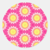 Rosa Gelbblütenmuster Runder Aufkleber (Vorderseite)