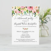 Rosa Gelbblütenretirement Party Foto Einladung (Stehend Vorderseite)