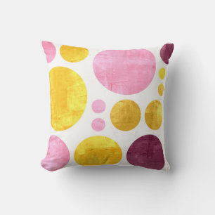 Rosa Gelbbraun Polka Dots Abstrakte Malerei Kissen