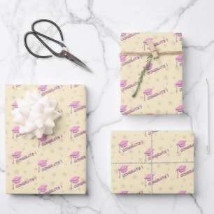 Rosa gelbe Abschlussfeier für ihre High School ode Geschenkpapier Set