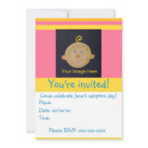 Rosa Gelbe Adoption Party Einladung