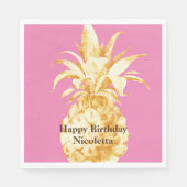 Rosa Gelbe Ananas Confetti Serviette (Vorderseite)