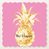 Rosa Gelbe Ananas Confetti Untersetzer (Vorderseite)