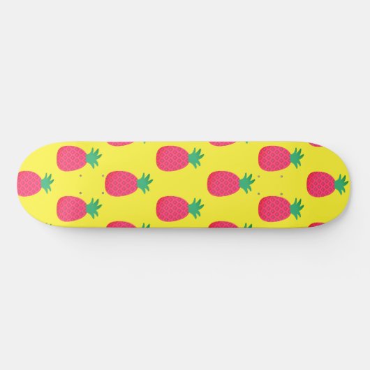 Rosa Gelbe Ananas tropisches Muster Skateboard (Horizontal)
