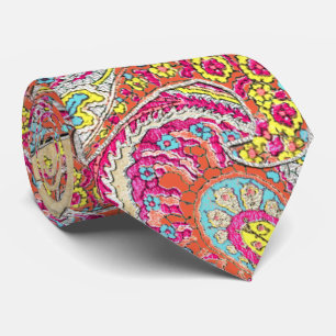 Rosa Gelbe Aqua Vintage Paisley Hochzeit Krawatte
