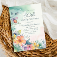 Rosa gelbe Aquamarine Pastel Floral 80. Geburtstag