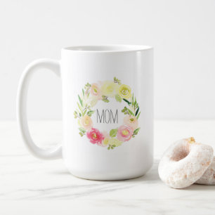 Rosa & Gelbe Aquarellblumen Muttertag Kaffeetasse