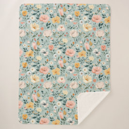 Rosa gelbe blaue Aquarellfarben Hütte Core Sherpadecke