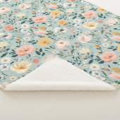 Rosa gelbe blaue Aquarellfarben Hütte Core Sherpadecke (3/4)