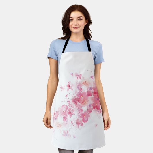 Rosa Gelbe Blume Blumenmuster Abstrakt Art Schürze (Getragen)