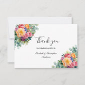 Rosa Gelbe Blume Eukalyptus Wedding Dankeskarte (Vorderseite)