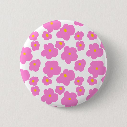 Rosa gelbe Blume Moderne Eleganz Button (Vorderseite)