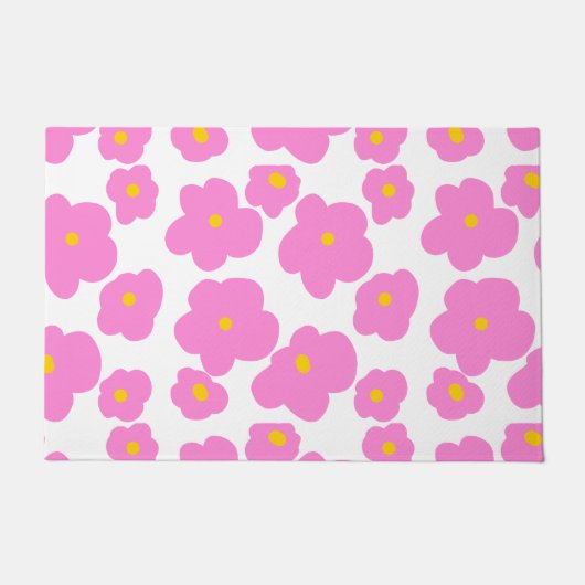 Rosa gelbe Blume Moderne Eleganz Fußmatte (Vorderseite)