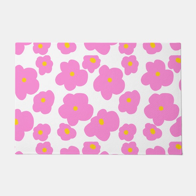 Rosa gelbe Blume Moderne Eleganz Fußmatte (Vorderseite)